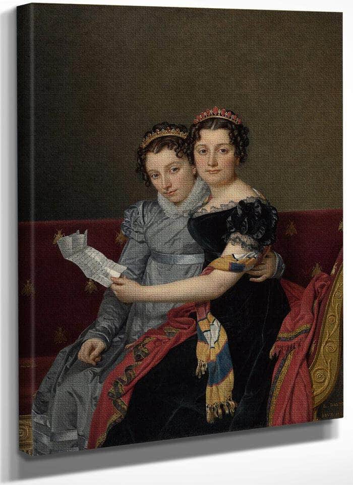 Portrait Of The Sisters Ze Nai De And Charlotte Bonaparte By Jacques Louis David Fine Art Print