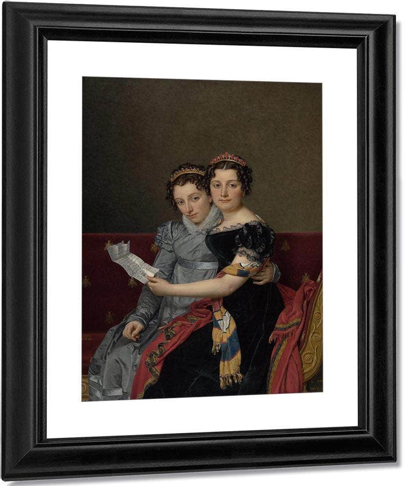 Portrait Of The Sisters Ze Nai De And Charlotte Bonaparte By Jacques Louis David Fine Art Print