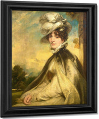 Portrait Of William Miller, Half Length, In A Black Coat And A White Jabot, Holding A Book; And Portrait Of His Wife, Susanna Chapman, Half Length, In A Cream Dress And Grey Mantle, With A Plumed Hat By Richard Edward Miller Fine Art Print