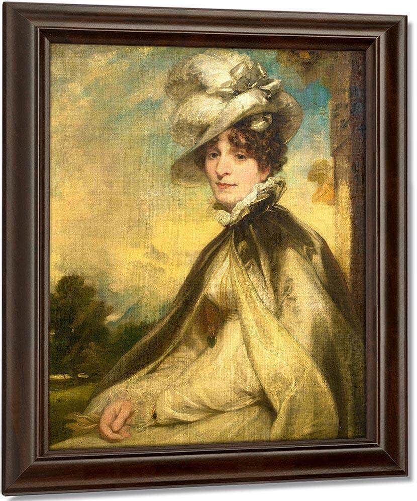 Portrait Of William Miller, Half Length, In A Black Coat And A White Jabot, Holding A Book; And Portrait Of His Wife, Susanna Chapman, Half Length, In A Cream Dress And Grey Mantle, With A Plumed Hat By Richard Edward Miller Fine Art Print