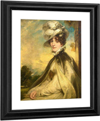 Portrait Of William Miller, Half Length, In A Black Coat And A White Jabot, Holding A Book; And Portrait Of His Wife, Susanna Chapman, Half Length, In A Cream Dress And Grey Mantle, With A Plumed Hat By Richard Edward Miller Fine Art Print
