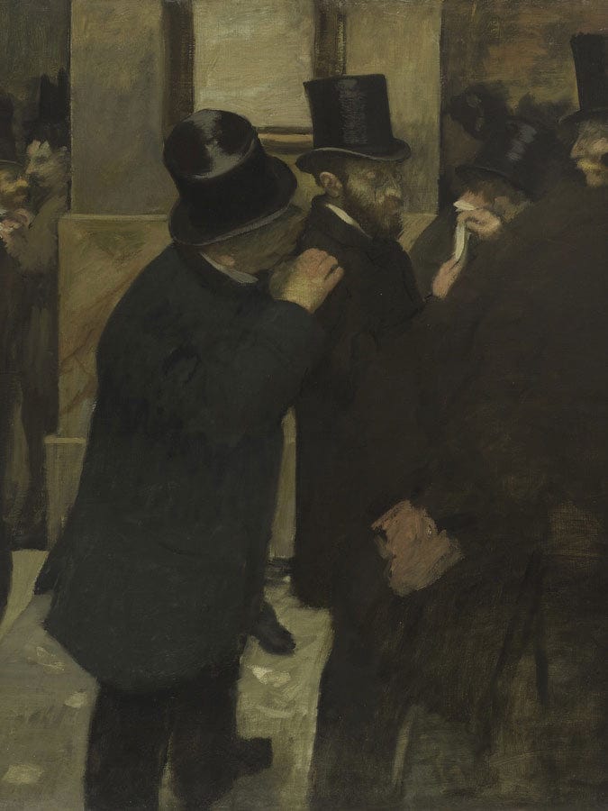 Portraits At The Stock Exchange 2 By Edgar Degas Fine Art Print