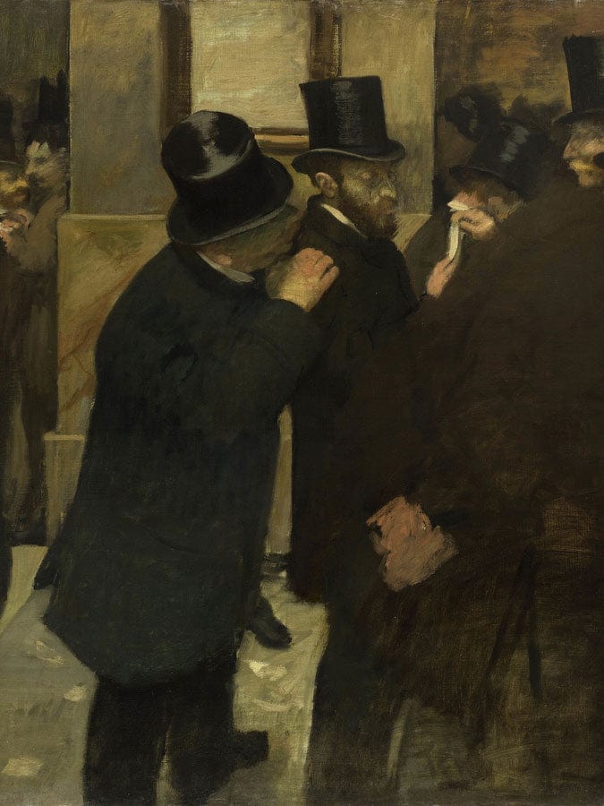 Portraits At The Stock Exchange By Edgar Degas Fine Art Print