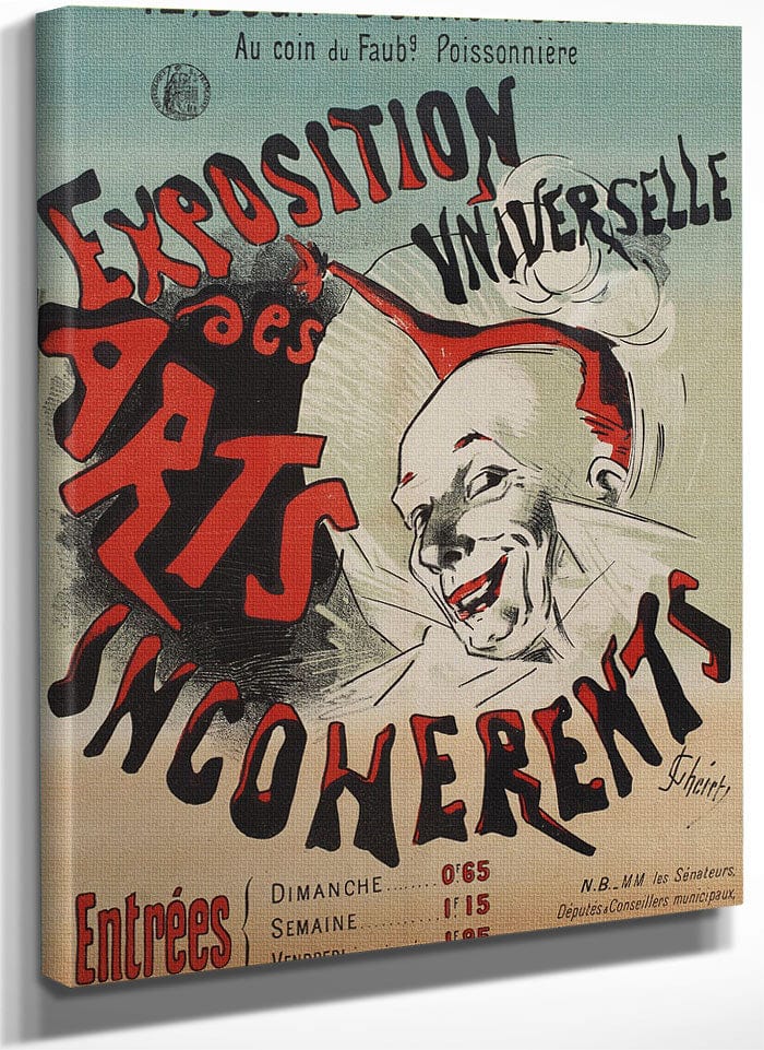 Poster For Exposition Universelle Des Arts Incoherents (Universal Exhibition Of The Incoherent Arts) By Jules Cheret Fine Art Print