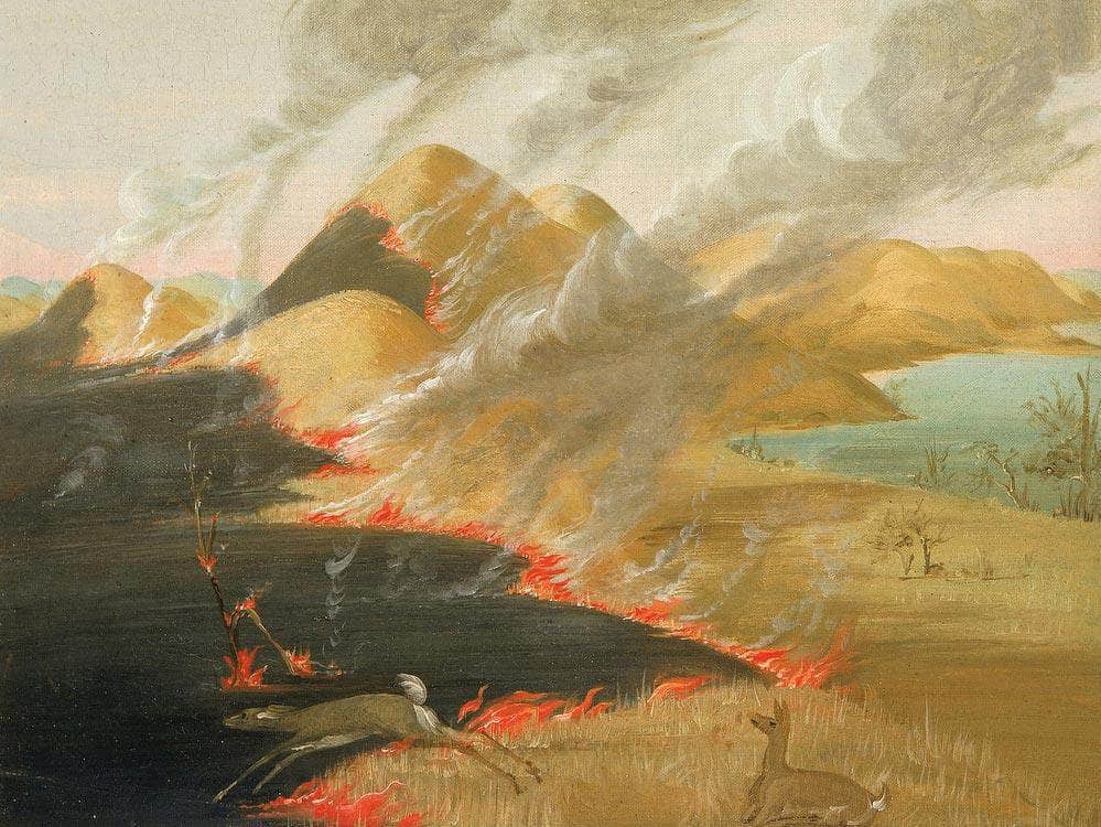Prairie Bluffs Burning By George Catlin Fine Art Print