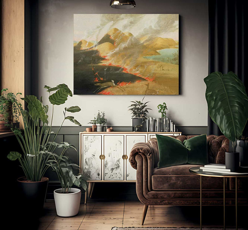 Prairie Bluffs Burning By George Catlin Fine Art Print