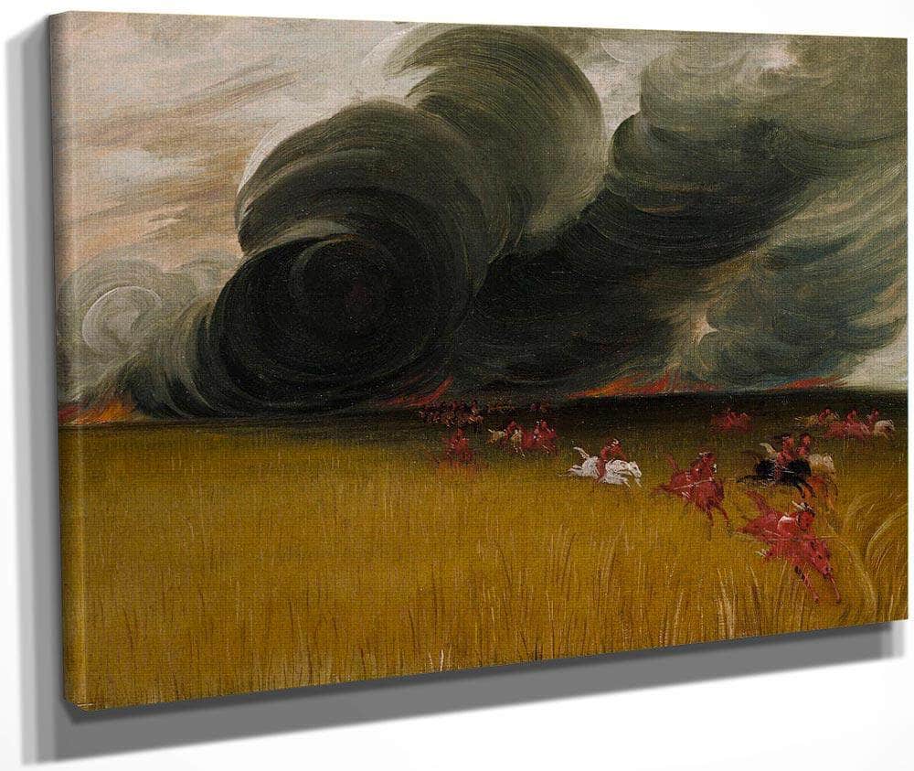 Prairie Meadows Burning By George Catlin Fine Art Print