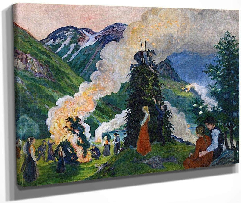 Preparations For The Midsummer Eve Bonfire By Nicolai Astrup Fine Art Print