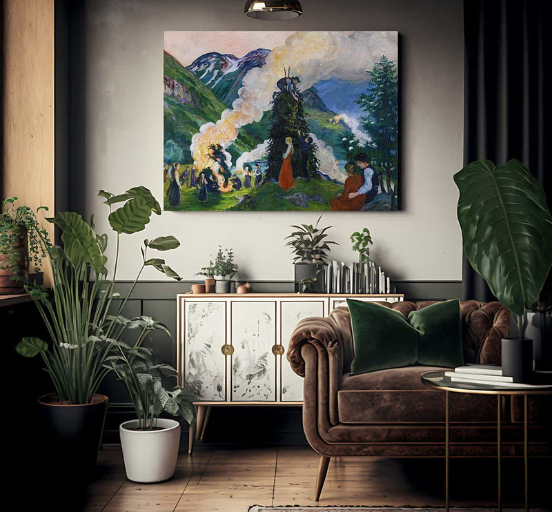 Preparations For The Midsummer Eve Bonfire By Nicolai Astrup Fine Art Print