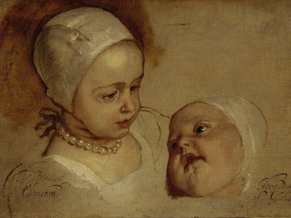 Princess Elizabeth 1635   1650 And Princess Anne 1637   1640. Daughters Of Charles I By Anthony Van Dyck Fine Art Print