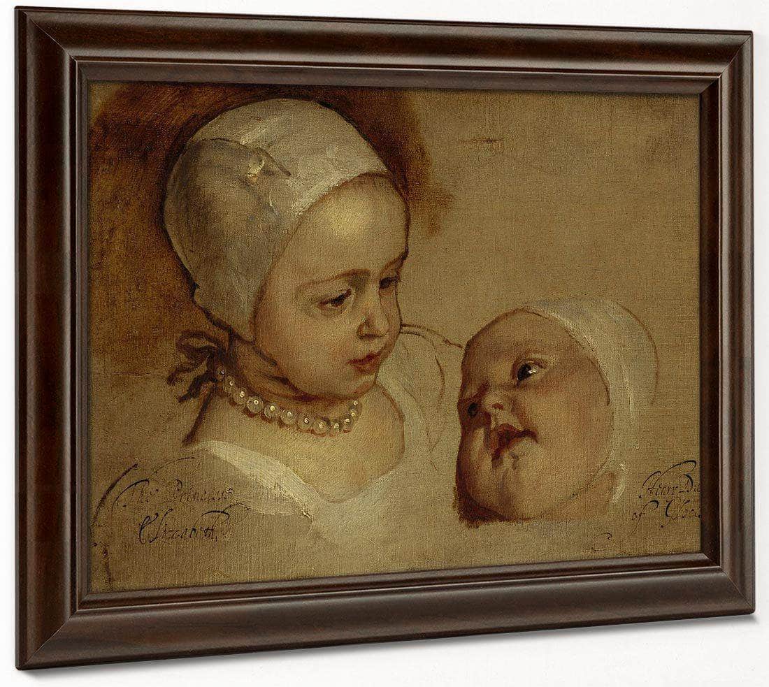 Princess Elizabeth 1635   1650 And Princess Anne 1637   1640. Daughters Of Charles I By Anthony Van Dyck Fine Art Print