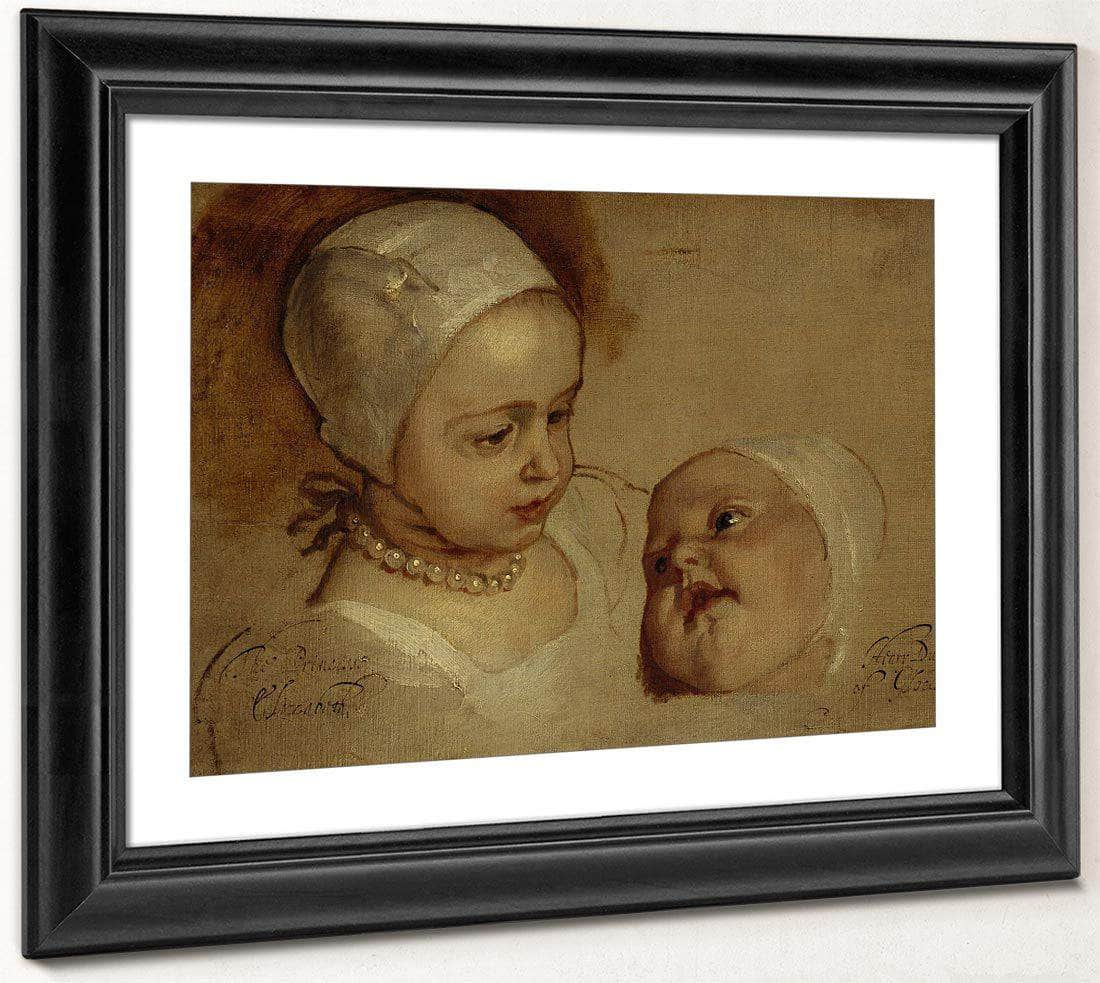 Princess Elizabeth 1635   1650 And Princess Anne 1637   1640. Daughters Of Charles I By Anthony Van Dyck Fine Art Print