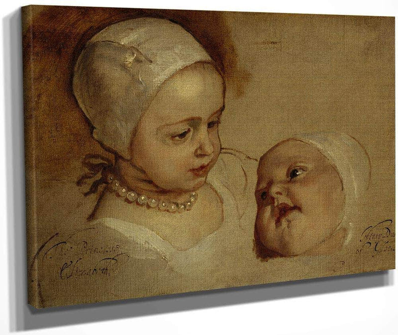 Princess Elizabeth 1635   1650 And Princess Anne 1637   1640. Daughters Of Charles I By Anthony Van Dyck Fine Art Print