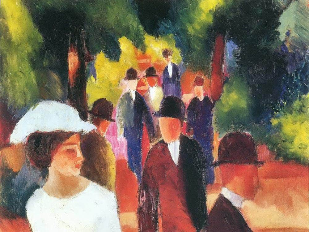 Promenade (With Half Lenght Of Girl In White) By August Macke Fine Art Print
