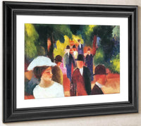 Promenade (With Half Lenght Of Girl In White) By August Macke Fine Art Print