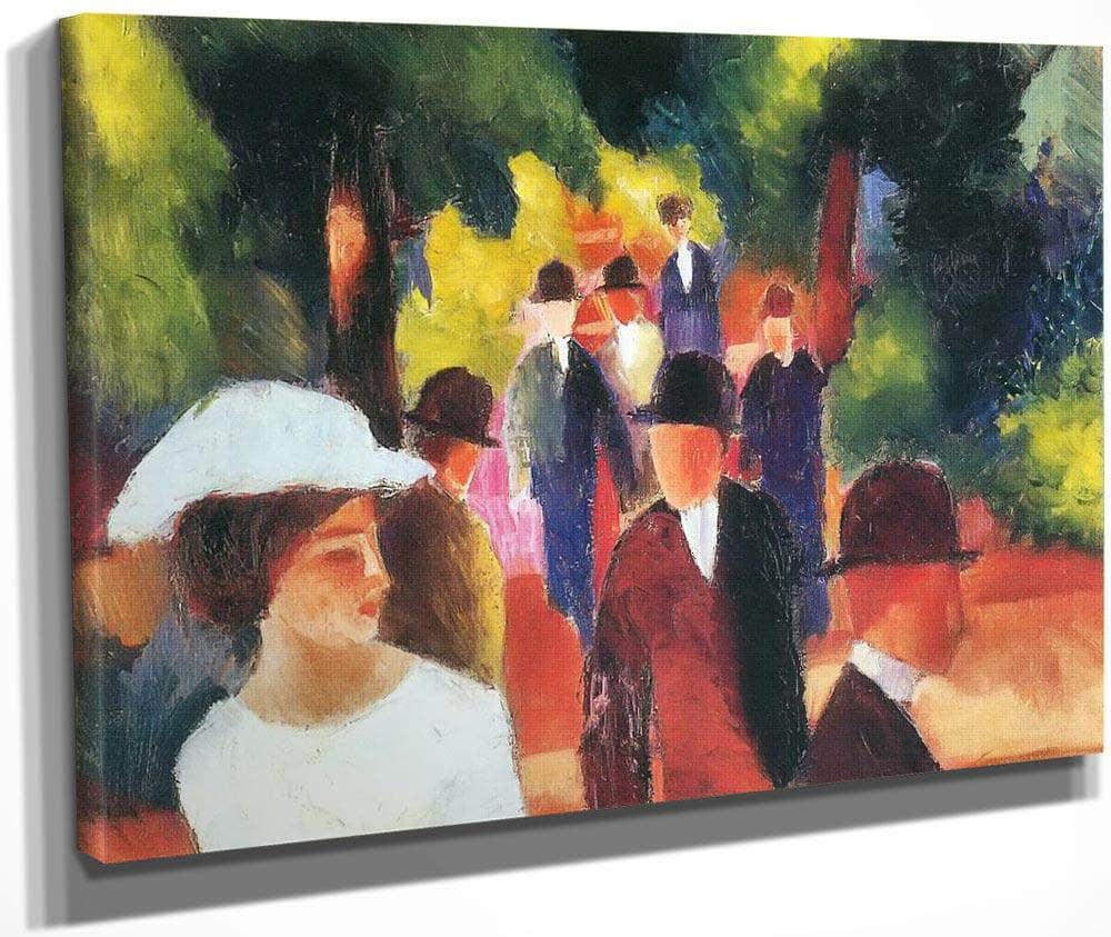 Promenade (With Half Lenght Of Girl In White) By August Macke Fine Art Print