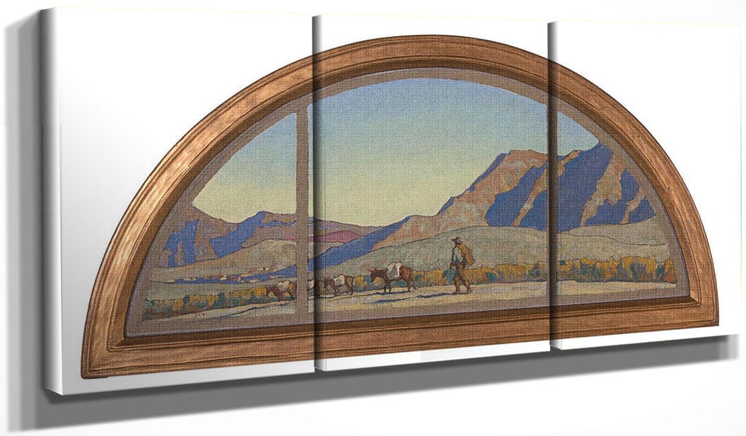 Prospector 1921; Cattle Herd 1921; Prospector With Mules 1921 (Group Of Three) By Maynard Dixon Fine Art Print