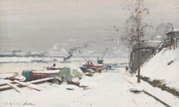 Quai De Bercy Sous La Neige By Eugene Galien Laloue Fine Art Print