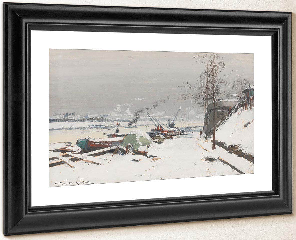 Quai De Bercy Sous La Neige By Eugene Galien Laloue Fine Art Print
