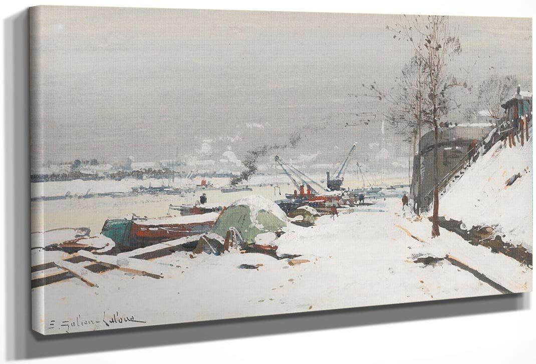 Quai De Bercy Sous La Neige By Eugene Galien Laloue Fine Art Print