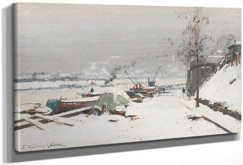 Quai De Bercy Sous La Neige By Eugene Galien Laloue Fine Art Print