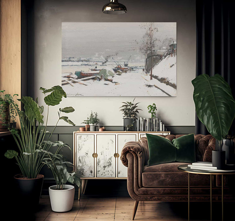 Quai De Bercy Sous La Neige By Eugene Galien Laloue Fine Art Print