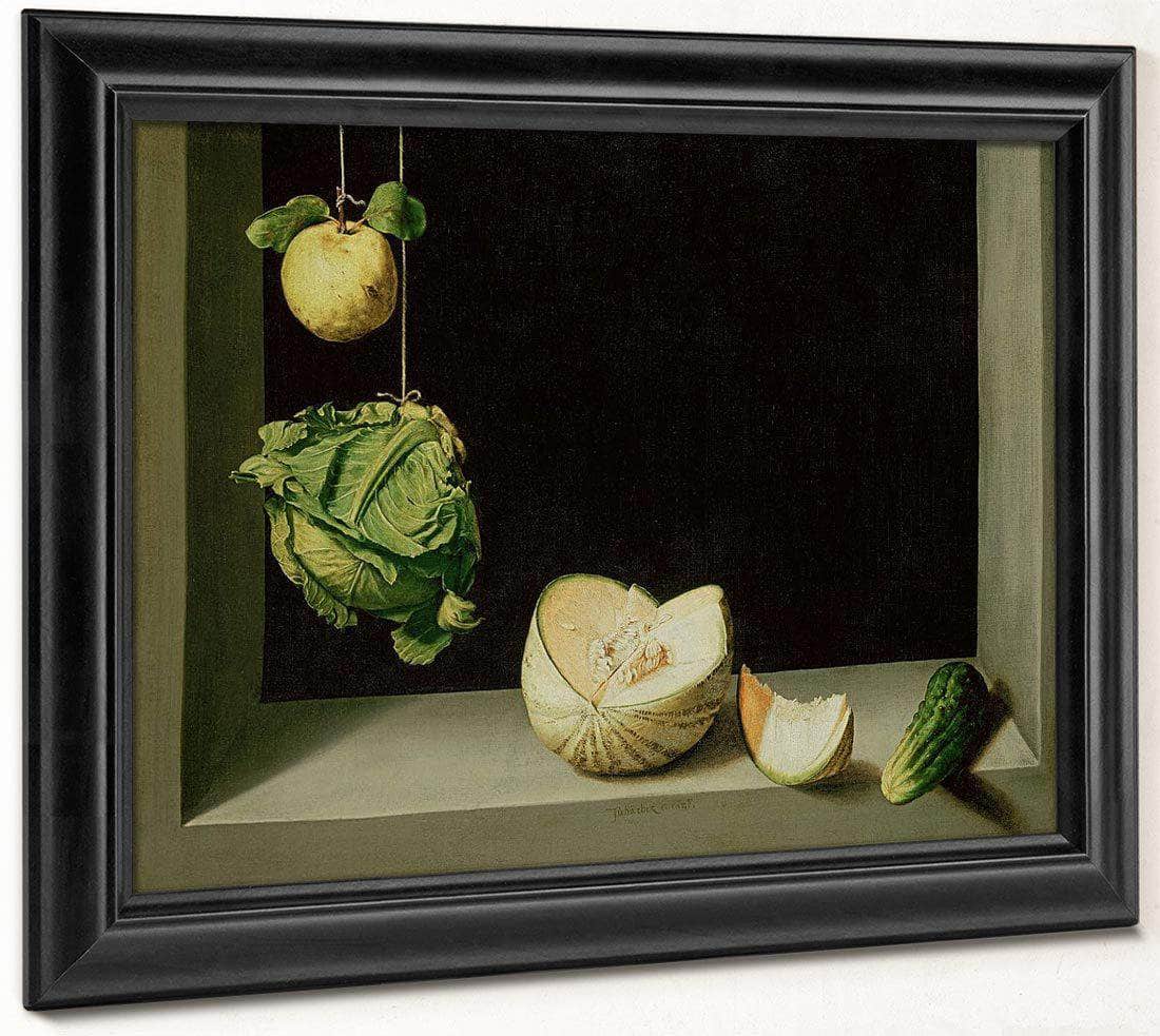 Quince Cabbage Melon And Cucumber By Juan Sanchez Cotan Fine Art Print