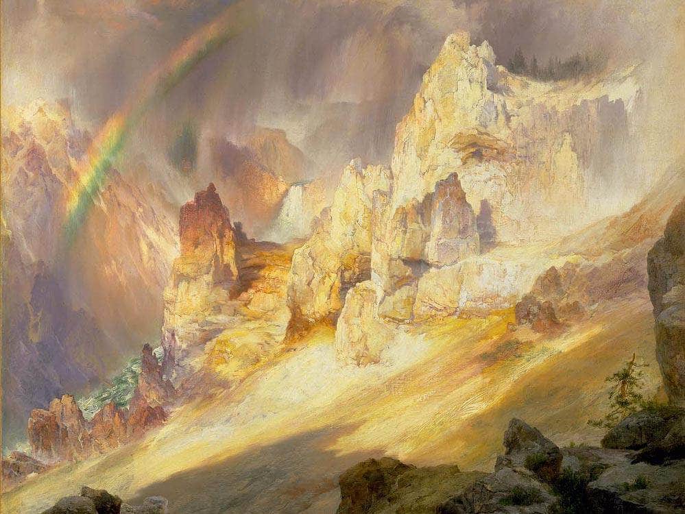 Rainbow Over The Grand Canyon Of The Yellowstone By Thomas Moran Fine Art Print