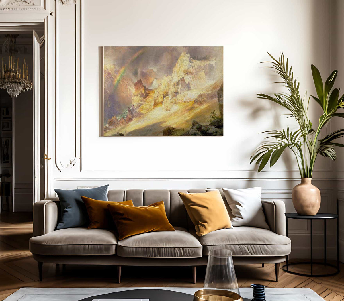 Rainbow Over The Grand Canyon Of The Yellowstone By Thomas Moran Fine Art Print