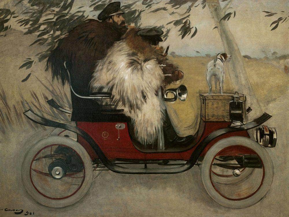 Ramon Casas I Pere Romeu En Un Automobil. Barcelona By Ramon Casas Fine Art Print