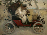 Ramon Casas I Pere Romeu En Un Automobil. Barcelona By Ramon Casas Fine Art Print