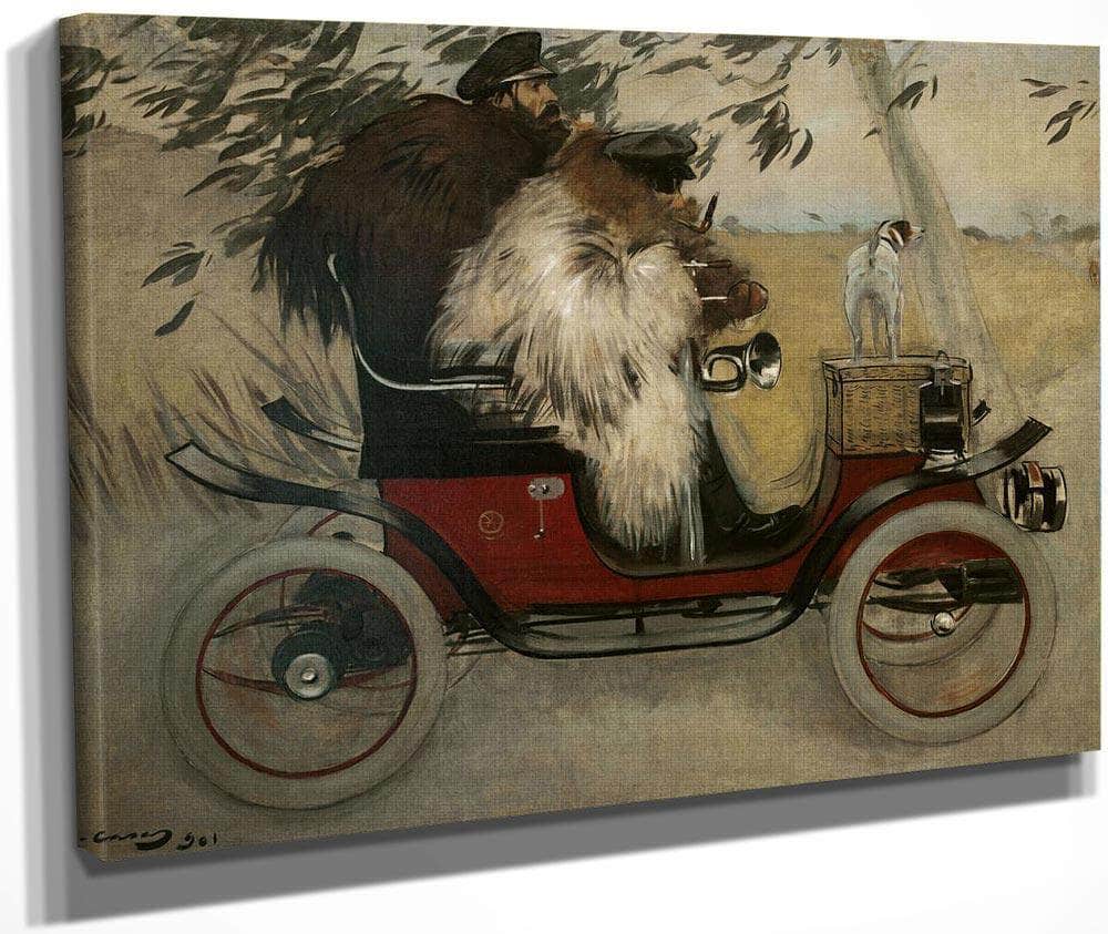 Ramon Casas I Pere Romeu En Un Automobil. Barcelona By Ramon Casas Fine Art Print