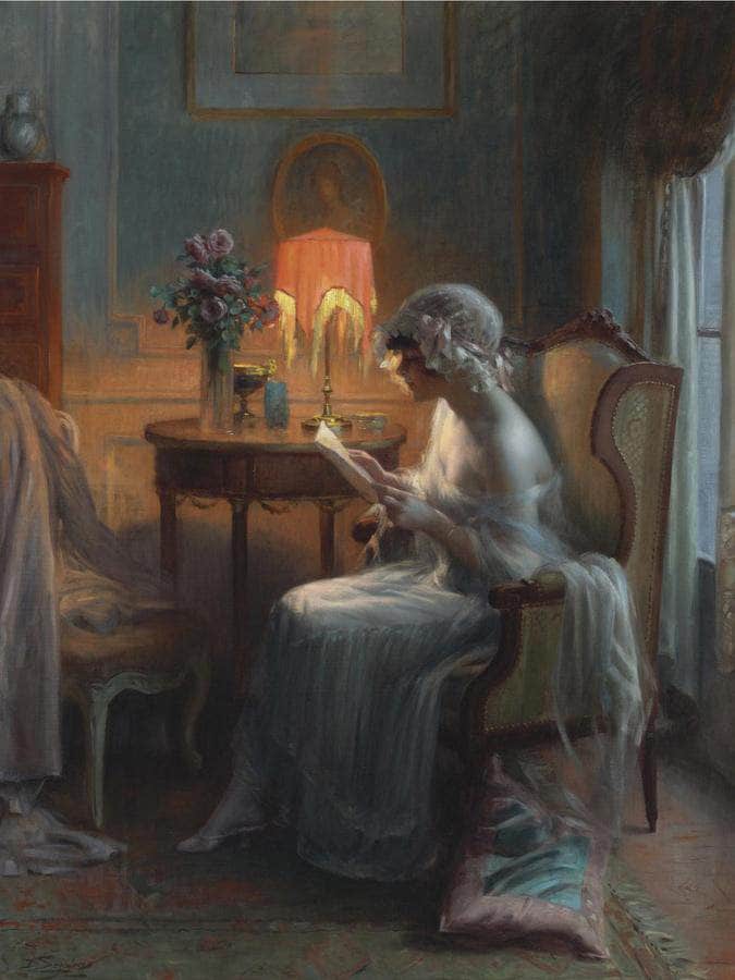Reading A Letter By Enjolras Delphin Fine Art Print
