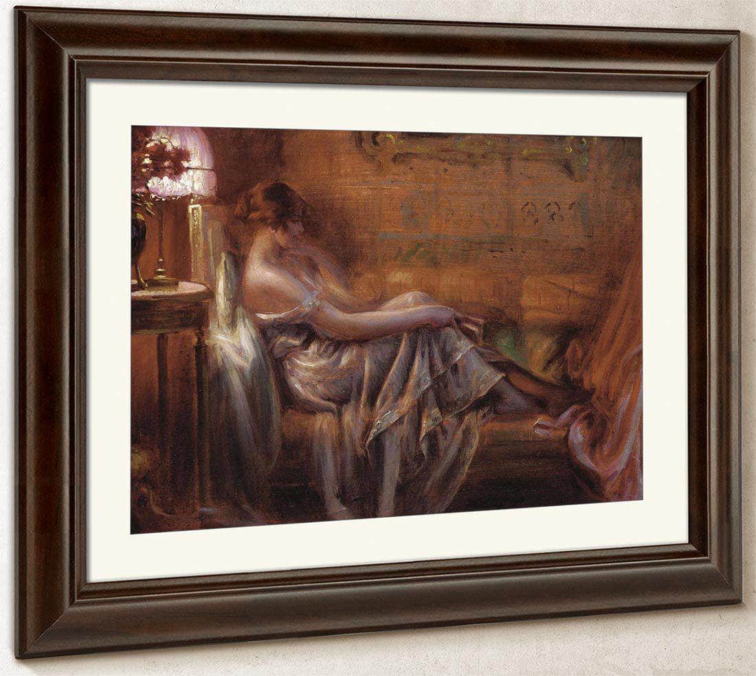 Reading By Lamp Light By Enjolras Delphin Fine Art Print