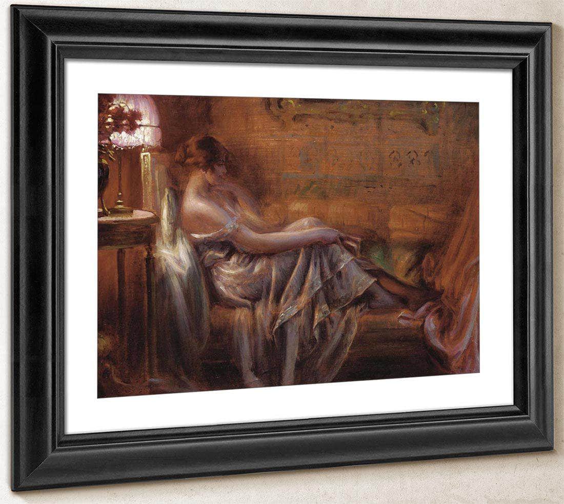 Reading By Lamp Light By Enjolras Delphin Fine Art Print