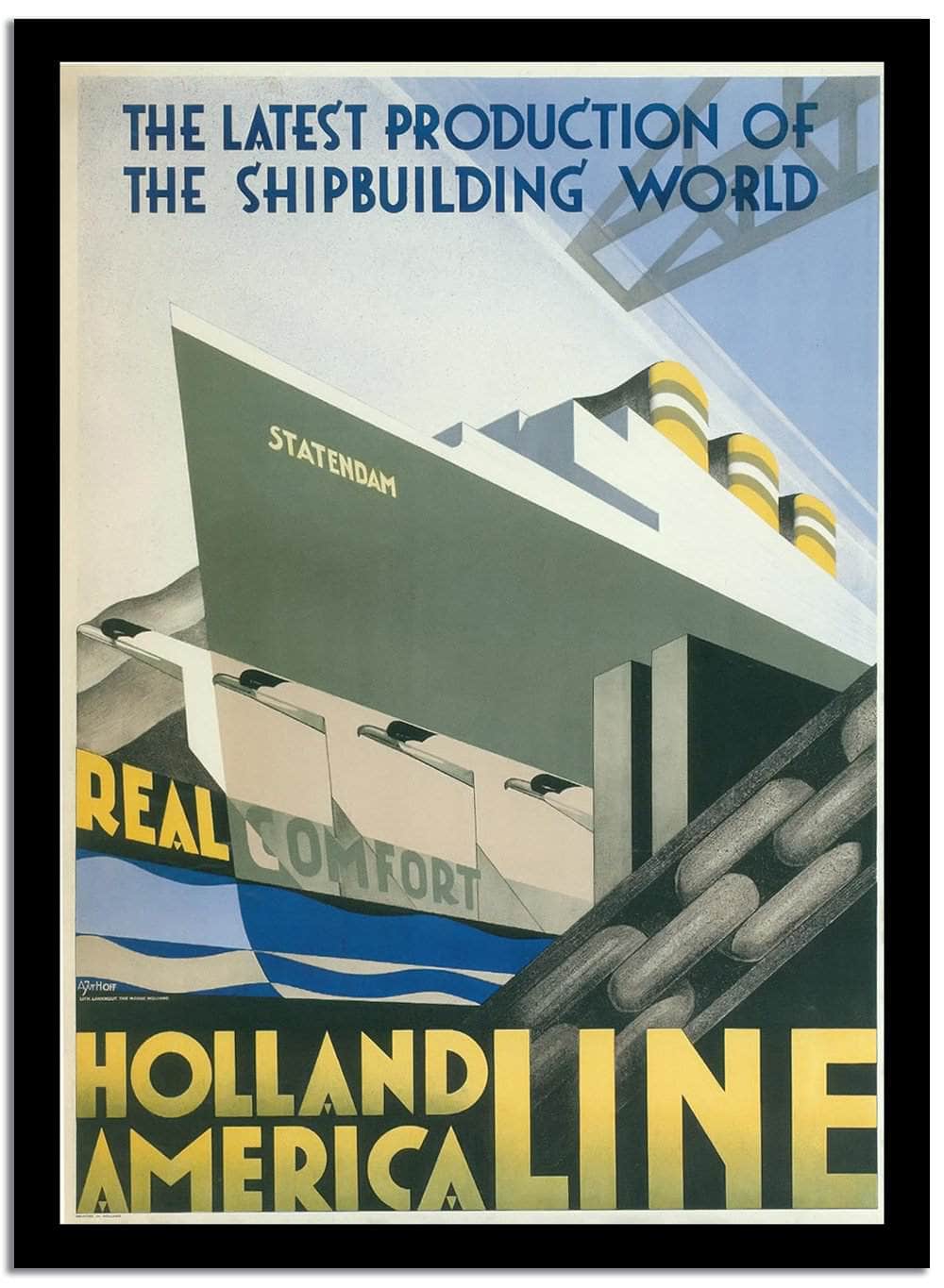 Real Holland America Line  Vintage Poster Fine Art Print