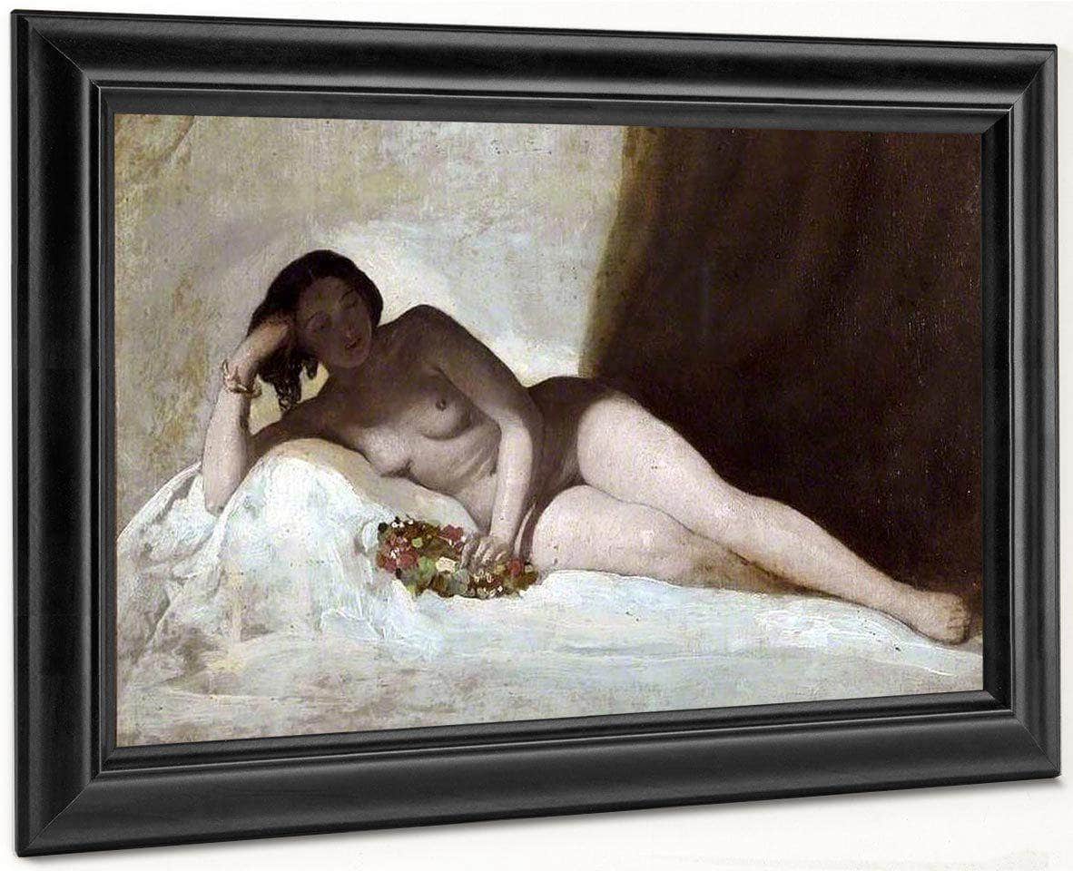Reclining Figure With A Chaplet Of Flowers By William Etty Fine Art Print