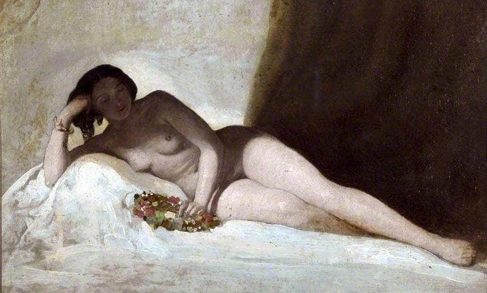 Reclining Figure With A Chaplet Of Flowers By William Etty Fine Art Print
