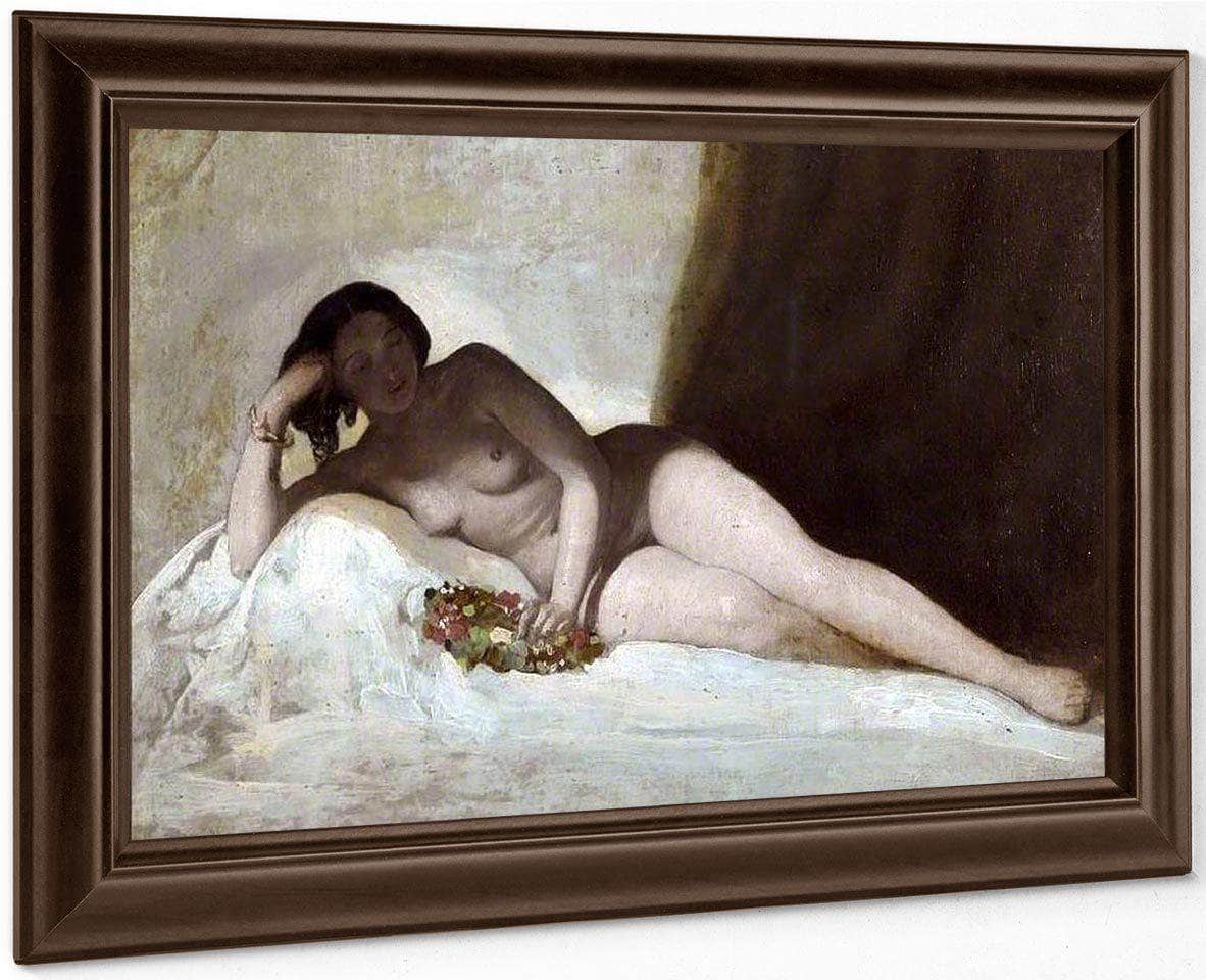 Reclining Figure With A Chaplet Of Flowers By William Etty Fine Art Print