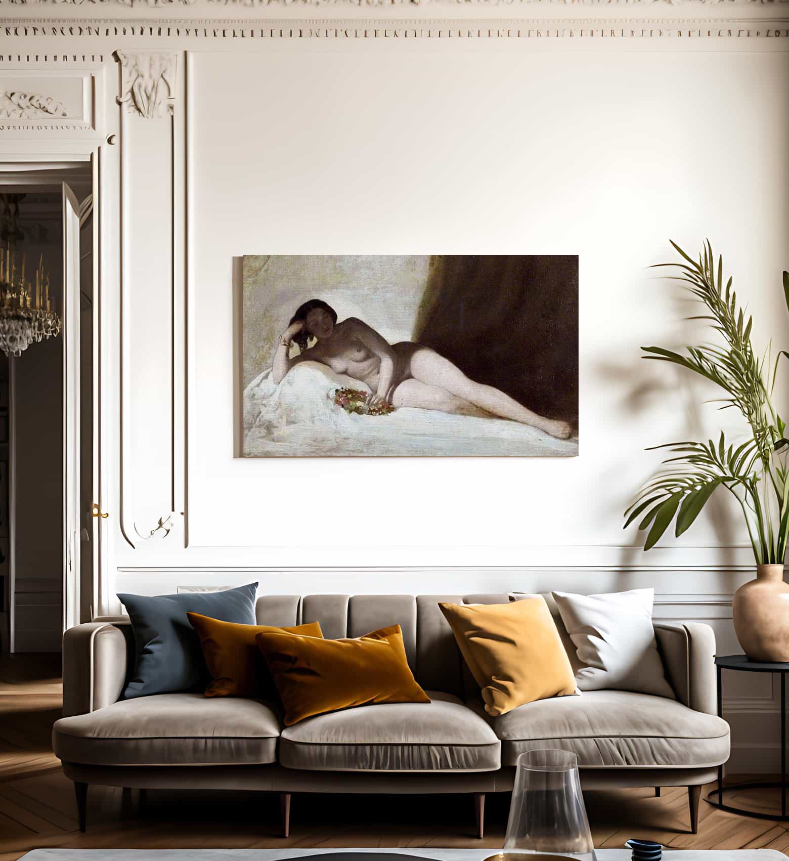 Reclining Figure With A Chaplet Of Flowers By William Etty Fine Art Print