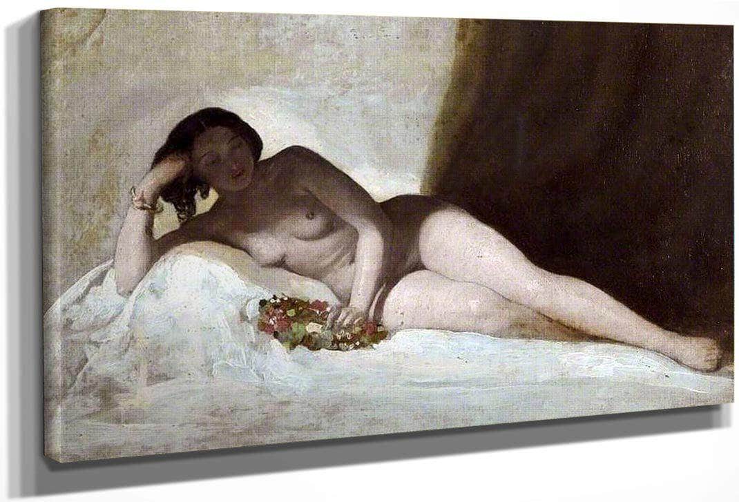 Reclining Figure With A Chaplet Of Flowers By William Etty Fine Art Print