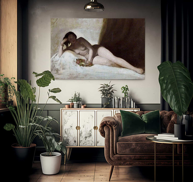 Reclining Figure With A Chaplet Of Flowers By William Etty Fine Art Print