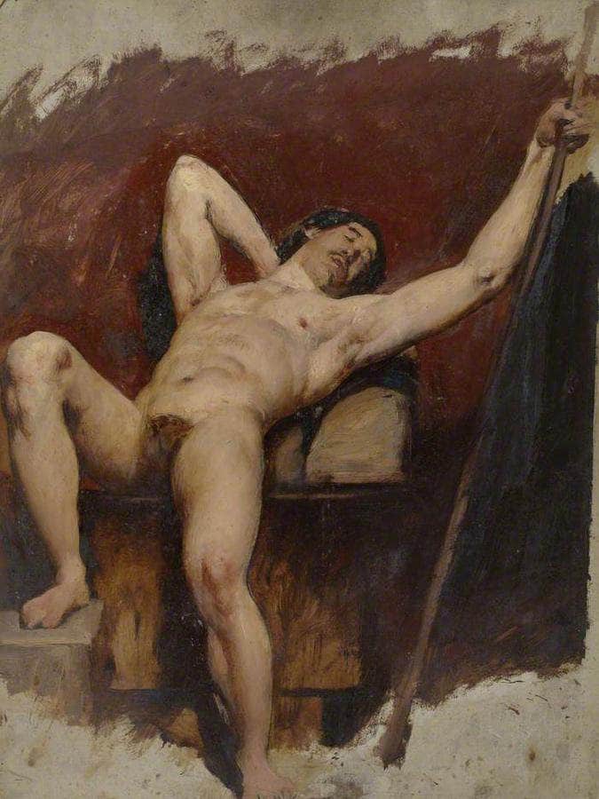 Reclining Male Nude, Raised Right Knee By William Etty Fine Art Print