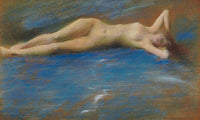 Reclining Nude Figure Of A Girl By Thomas Wilmer Dewing Fine Art Print