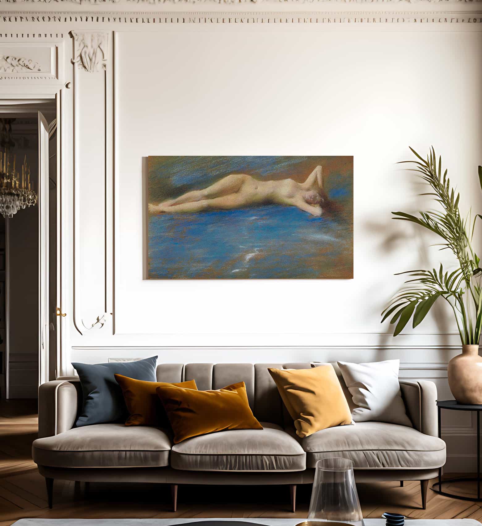 Reclining Nude Figure Of A Girl By Thomas Wilmer Dewing Fine Art Print
