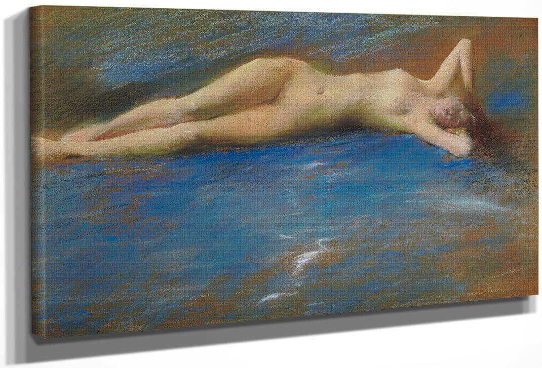Reclining Nude Figure Of A Girl By Thomas Wilmer Dewing Fine Art Print