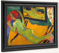 Reclining Nude In Front Of The Mirror ( With Pipe) By Ernst Ludwig Kirchner Fine Art Print