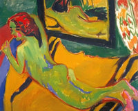 Reclining Nude In Front Of The Mirror ( With Pipe) By Ernst Ludwig Kirchner Fine Art Print