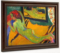 Reclining Nude In Front Of The Mirror ( With Pipe) By Ernst Ludwig Kirchner Fine Art Print
