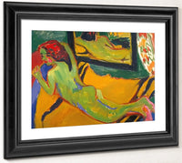 Reclining Nude In Front Of The Mirror ( With Pipe) By Ernst Ludwig Kirchner Fine Art Print